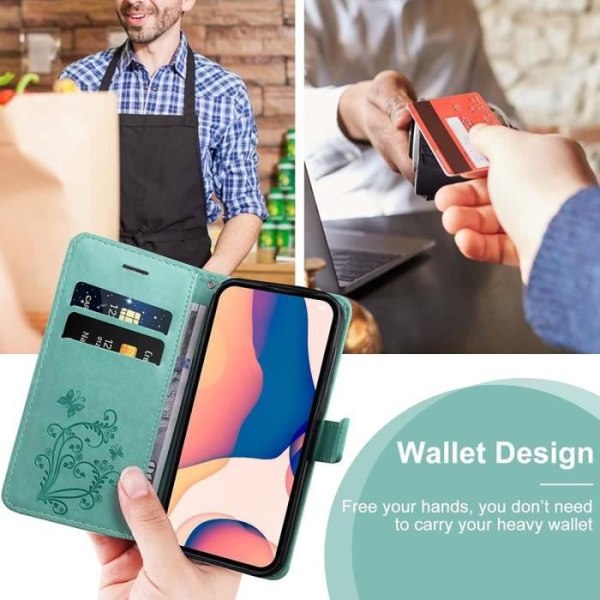 Skyddande skal - Samsung - Galaxy A25 5G - Stötsäkert - Syntetiskt läder - Fjärilsdesign Grön