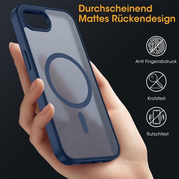 Skyddsväsk - BOOLING - för iPhone 16e - Stötsäker - Genomskinlig - Magnetring marinblå
