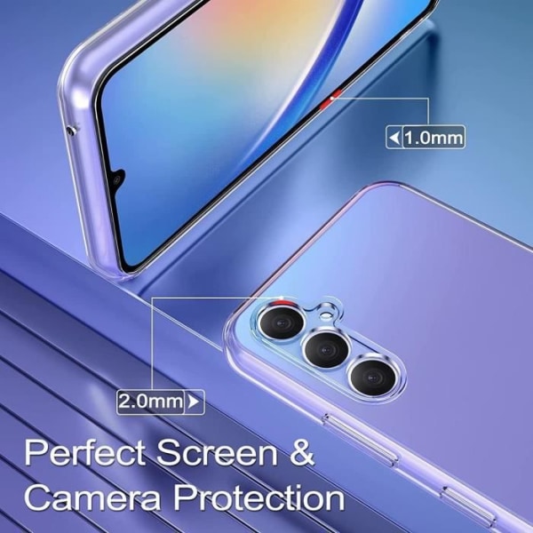 Fodral för Samsung Galaxy A34 5G + 2 härdade glasögon - genomskinligt silikonförstärkt skyddsfodral