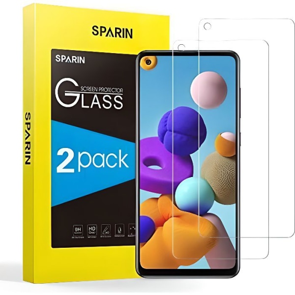 [2-pack härdat glas för Samsung Galaxy A21s [2,5D rundad kant] Samsung Galaxy A21s skyddsfilm [9H hårdhet] [Hög