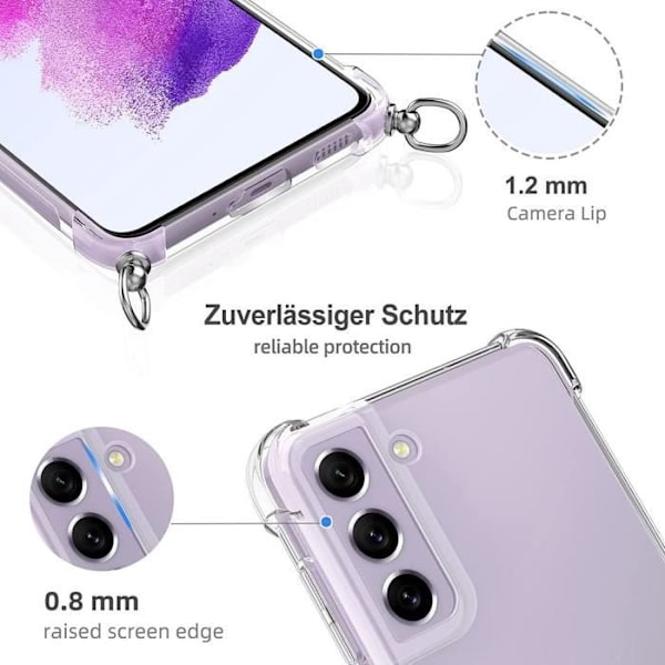 Crossbody-fodral till Samsung S21 FE (6,4") - PROSHOP - Mjuk - Transparent-Svart Transparent-svart