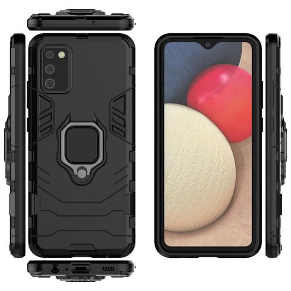 MMlife För Samsung Galaxy A02S Fodral och härdat glas [2 st], Dual Layer Anti-Scratch Hårt Ultra Tunt Fodral, Svart