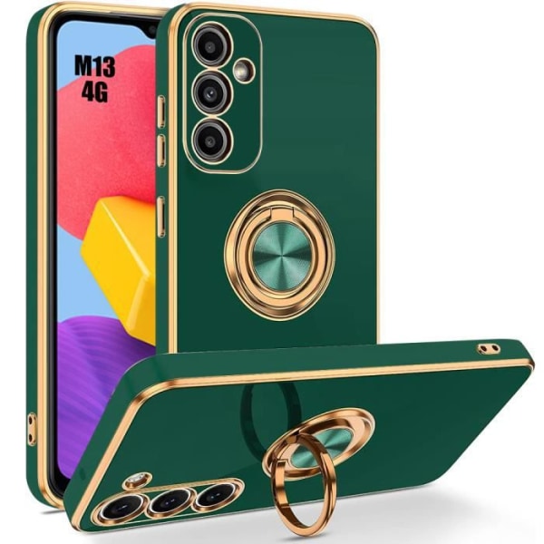 Etui til Samsung Galaxy M13 Protection Stødsikker TPU med Ring Holder Midnight Green