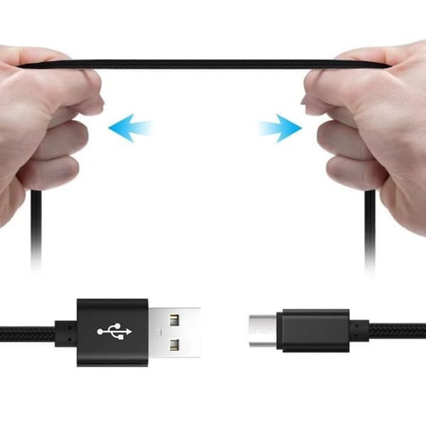 Micro USB-laddningskabel - E.F.CONNECTION - för Samsung Galaxy - 2M - Svart nylon - Kompatibel med Android