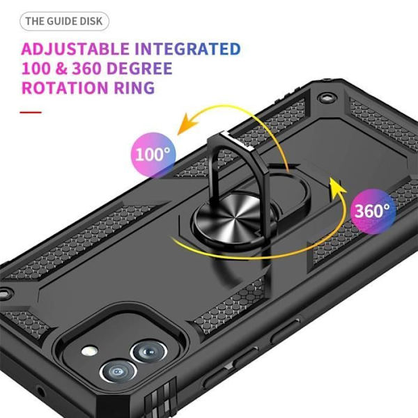 Skyddsskal - BOOLING - Samsung Galaxy A05 - Stöttålig - 360° roterande stöd - Svart Svart