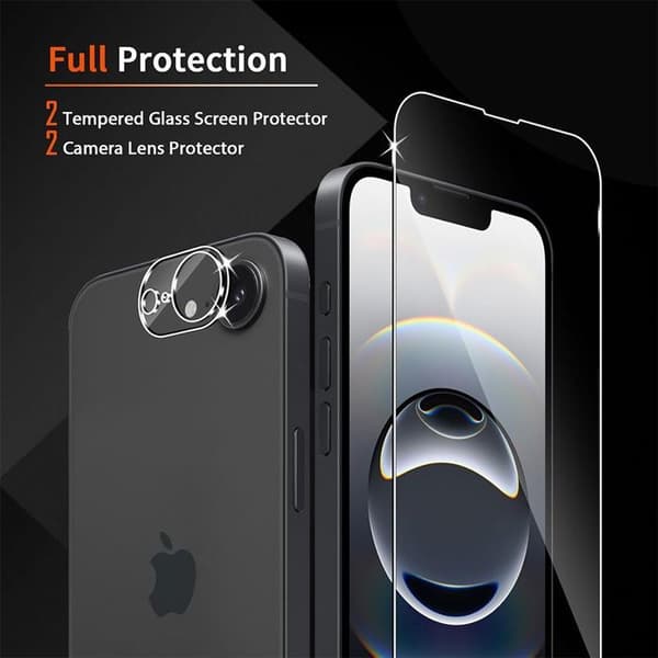 2 Skyddsfilmar - för iPhone 16e - Härdat glas - Stötsäker - Riptålig - Transparent Transparent
