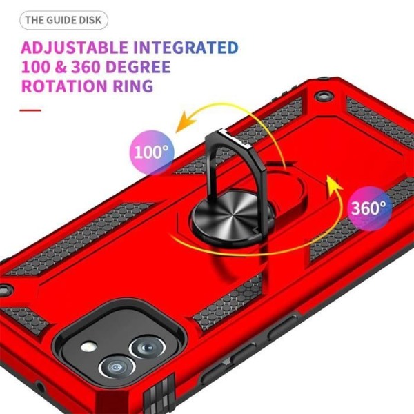 Skyddsfodral - BOOLING - Samsung Galaxy A05 - Röd - 360° Ringstöd - 2 Härdat Glas Röd