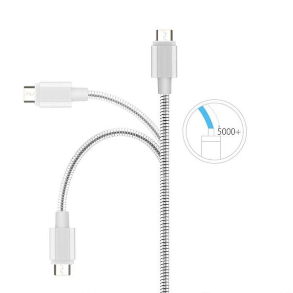 Micro USB-kabel, set om 2, 1M - Silvermetall