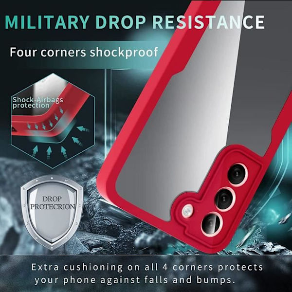 Fodral för Samsung S21 (6,2") Röd solid, styv helkropp Anti-skrapa förstärkt kant