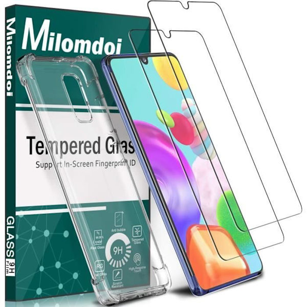 Härdat glas för Samsung Galaxy A41 Härdat glas + fodral, 2-pack med TPU-fodral, 【Extrem täckning】【Superadsorption】Utmärkt