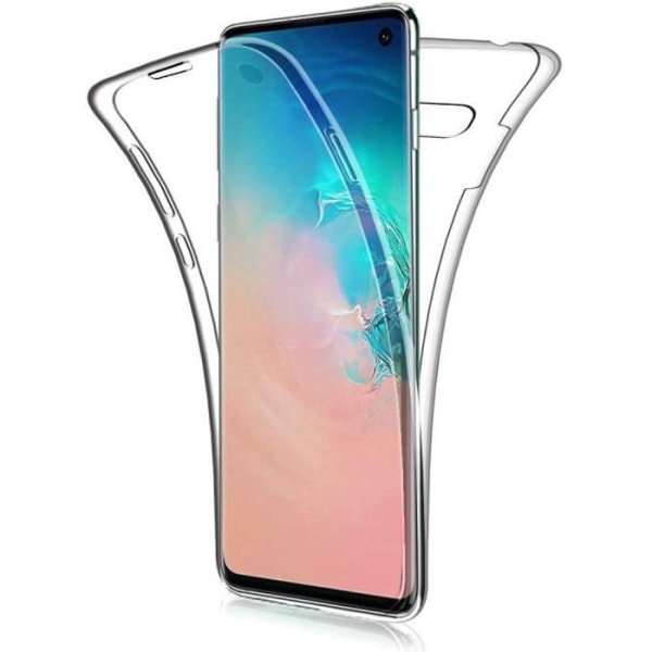 För Samsung Galaxy S10 6,1" SM-G973F: Silikon bakstycke 360° helt fram- och bakskydd - TRANSPARENT