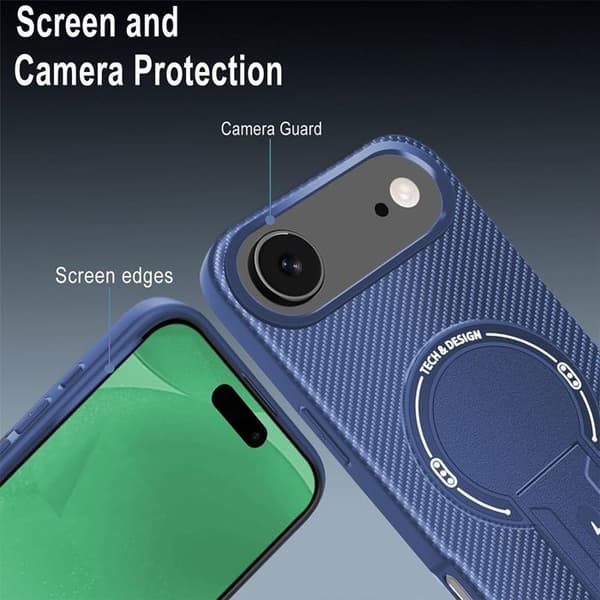 Skyddsskal - BOOLING - för iPhone Air - med Stöd och Magnetisk Ring - Blå - 2 Glas Blå