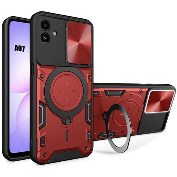Skyddsskal - BOOLING - för Samsung Galaxy A07 - Röd - Stötresistent - Rotérande ringstöd Röd