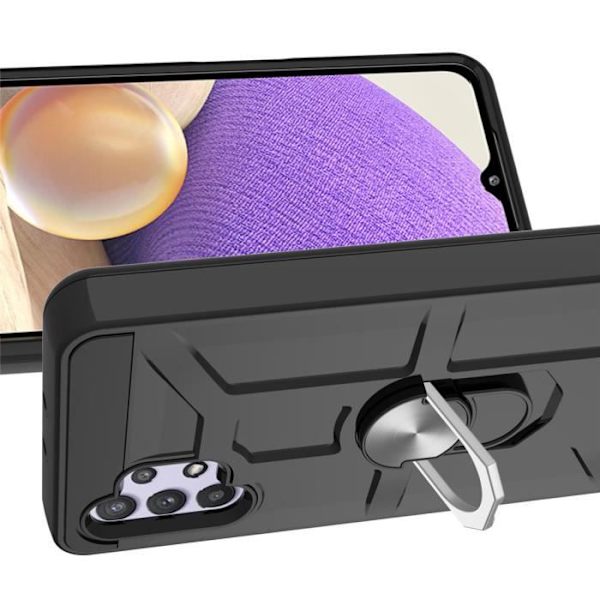 Fodral till Samsung Galaxy A32 5G Stötsäkert repskyddsfodral Samsung Galaxy A32 5G fodral med ringhållare Svart