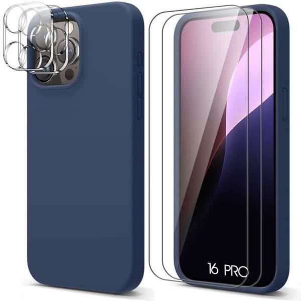 Skyddsskal - Silikon - för iPhone 16 Pro - Mörkblå - Slim - Hållbart skydd marinblå