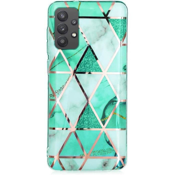 Fodral för Samsung Galaxy A52s 5G A52 4G-5G + 2x härdat glas, turkos marmormönster Mjukt TPU-skydd Turkos