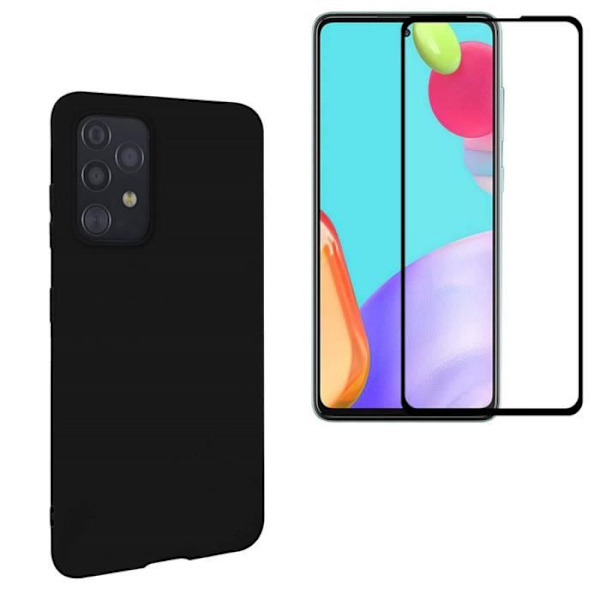Skyddsfodral - Toproduits® - Samsung Galaxy A52S - Svart - Härdat glas - Reptåligt Svart