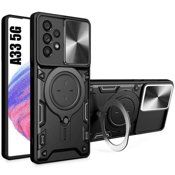 Skyddsskal - BOOLING - för Samsung Galaxy A33 5G - Hård - Stötsäker - Rotatable ringstöd Svart