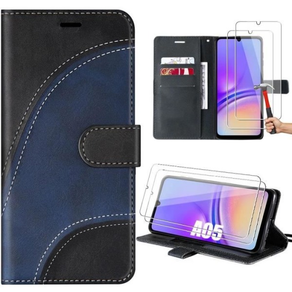 Skyddsskal - BOOLING - Samsung Galaxy A05 - Svart-Marinblå - Semi-rigid - Syntetiskt läder Svart, Marinblå