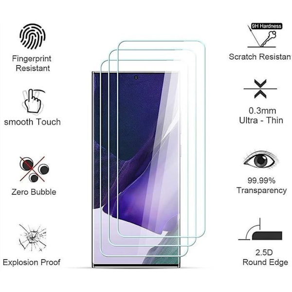 Härdat glas för Samsung Note 20 Ultra (6,9”) - PROSHOP - Helskärmsskydd utan bubblor Transparent Transparent