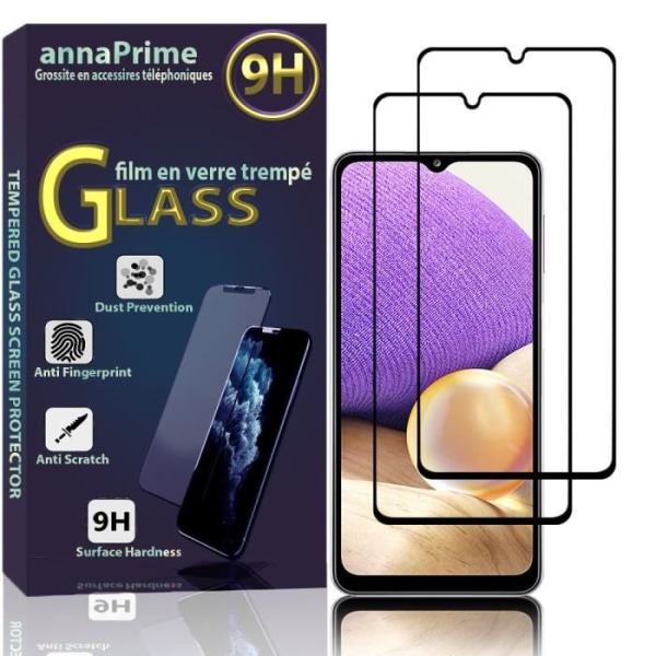 VCOMP® för Samsung Galaxy A32 5G 6,5": förpackning - 2-pack helfärgsskärm skärmskydd i härdat glas - SVART