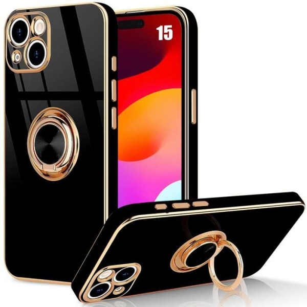 Ringfodral för iPhone 15 Svart Mode Anti-Scratch Mjuk TPU