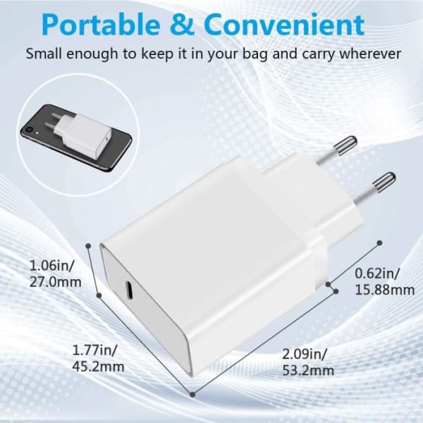 USB C-laddare, PD 20W-laddare för iPhone, USB-nätladdare, snabbladdare kompatibel med iPhone 13 Pro Max-13 Pro-13[1403]