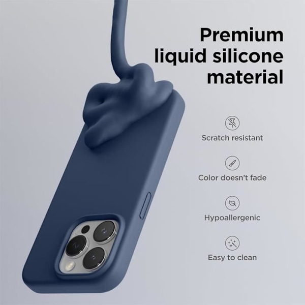 Skyddsfodral - BOOLING - iPhone 16 Pro - Mjukt Silikongummi - Repbeständig - Mörkblå marinblå