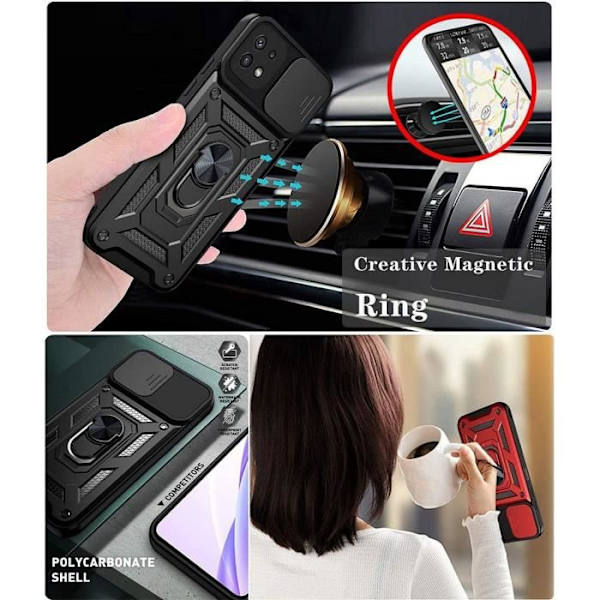Skyddsfodral för Samsung A22 5G - PROSHOP - Rigid Matte Black - Med kameraskydd och videostödring Svart