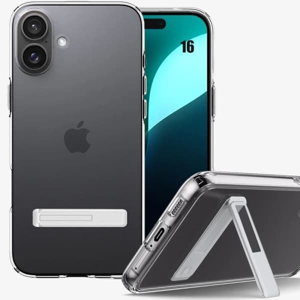 Stötsäkert fodral för iPhone 16 - Transparent TPU-skydd med silverstöd
