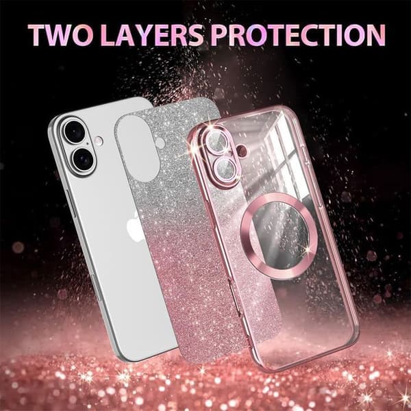Skyddshölje - BOOLING - för iPhone 17 - med Magnetring - Rosa - 2 Härdade Glas Rosa