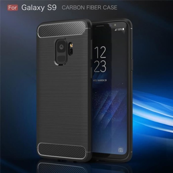 Carbon Fiber og blødt TPU cover til Samsung Galaxy S9 (sort) A466