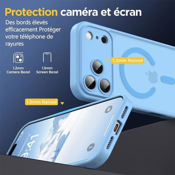 Fodral för iPhone 18 Pro Max, med magnetring och stötabsorberande kameraskydd - Blå Blå