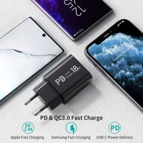 USB C-laddare för Samsung S21 S20 Plus Ultra FE 5G S10 S10E S9 A41 A02S A12,Xiaomi Redmi Note 9 9T 10 8 Pro 9S,Mi 11 10T 10 [1187]