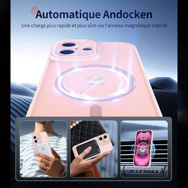 Skyddsskal - BOOLING - för iPhone 17 Pro - Rosa - Stöttålig - 2 Härdat glas Rosa