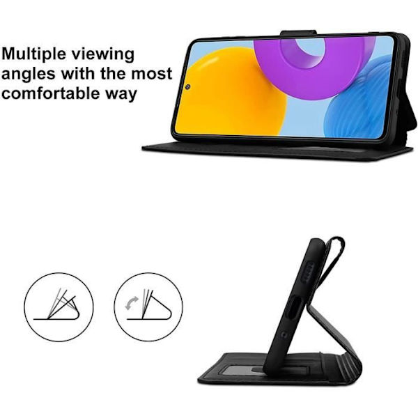 Fodral för Samsung M52 5G (6,7”) Svart Lädereffekt Anti Shock Förstärkt skydd Svart Svart