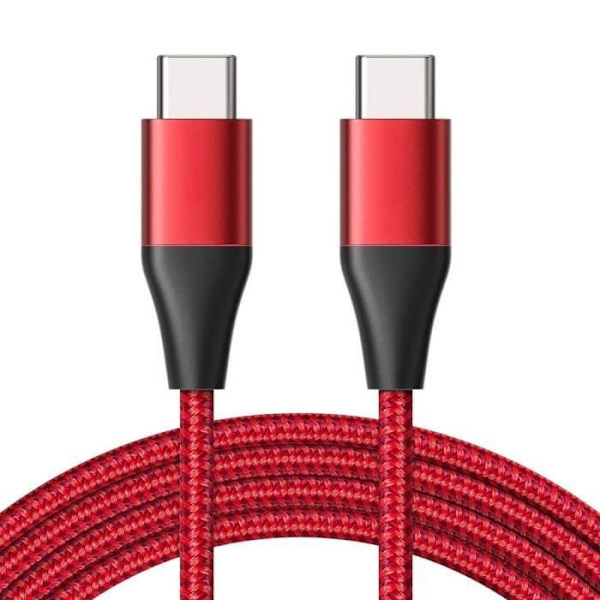 USB-C till USB-C Snabbkabel 3A för Samsung Galaxy A26 A25 A15 A05s A35 A55 A56 - Nylon 1M Röd Röd