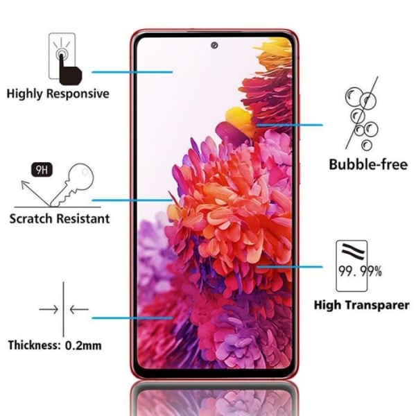 Vcomp - För Samsung Galaxy S20 FE- S20 FE 4G- S20 FE 5G 6,5": 1 helfärgsskärm härdat glas skärmskydd - SVART