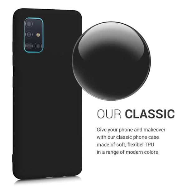 Fodral - kwmobile - Samsung Galaxy A51 - Mattsvart silikon - Fullständigt skydd - Modern design Svart
