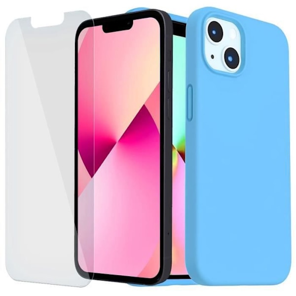 Stötsäkert fodral för iPhone 13 mini (5,4") blått och 2 skärmskydd i härdat glas