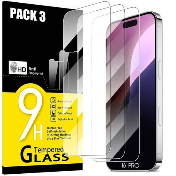 3 Skärmskydd av Härdat Glas - för iPhone 15 Pro - Stötsäker - Hårdhet 9H Transparent