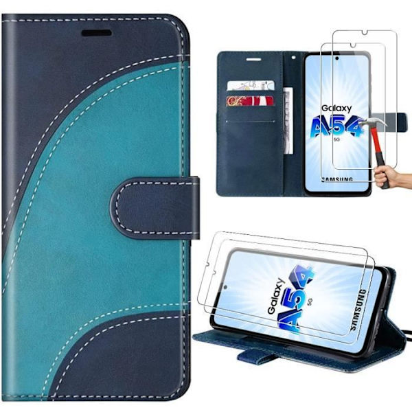 Skyddsskal - BOOLING - Samsung Galaxy A54 5G - Vågformad - Blå - Fack för kort Blå