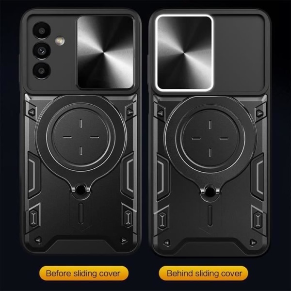 Skyddsfodral - BOOLING - Samsung Galaxy A05s - Stötsäkert - Kameraskydd - Rotbart stativ Svart