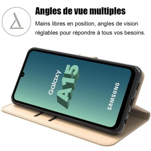 Skyddande skal - Samsung - Galaxy A15 5G - Stötresistent - PU-läder - Guld gyllene
