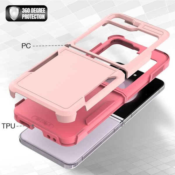 Fodral till Samsung Galaxy Z Flip 6 - Hybridskydd PC+Silicon Anti-Scratch Stötsäker Rosa