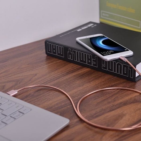 Laddkabel Micro USB - Märke - Modell - 1m - Metall - Rosa
