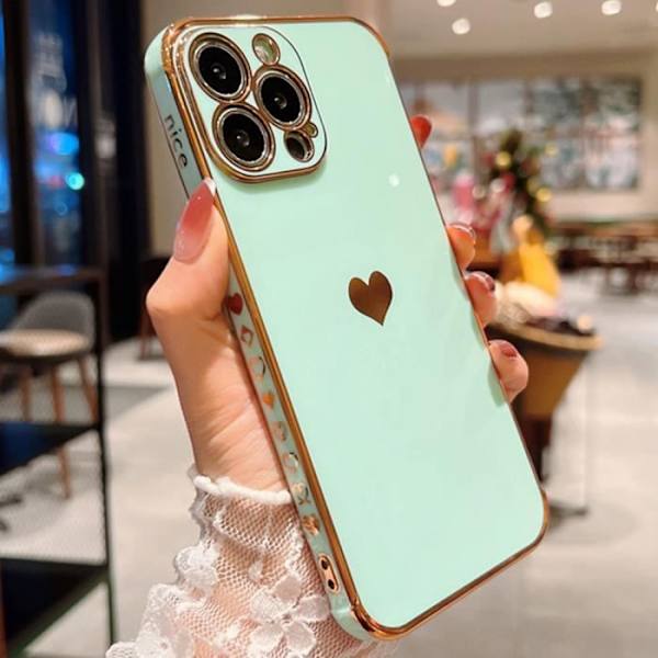 Fodral för iPhone 13 Pro Max (6,7") Turkos Stötsäkert lyxigt mjukt TPU Anti-Scratch Galvaniserat guld Turkos