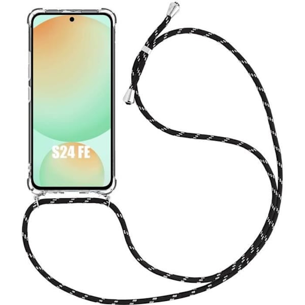 Axelremsfodral för Samsung Galaxy S24 FE (ej för S24) Skydd Förstärkta hörn + vit axelrem