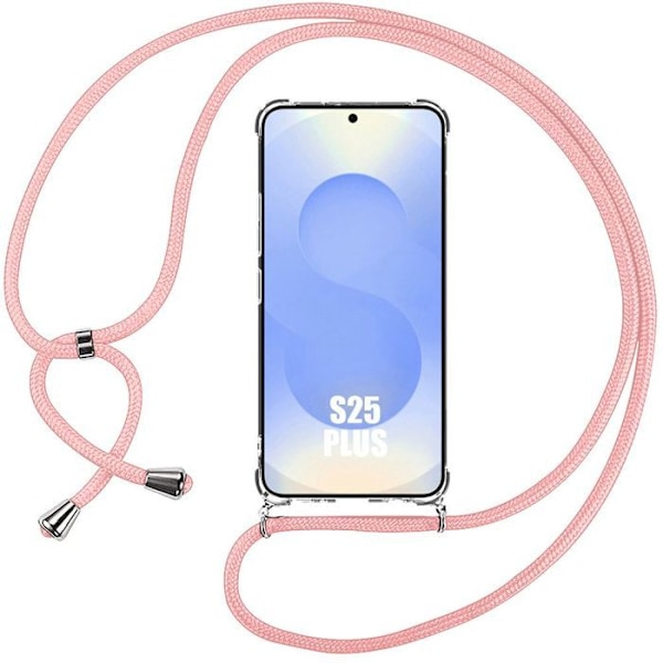 Coque för Samsung Galaxy S25 Plus (Galaxy S25+) Transparent med Rosa Snöre - BOOLING® Transparent