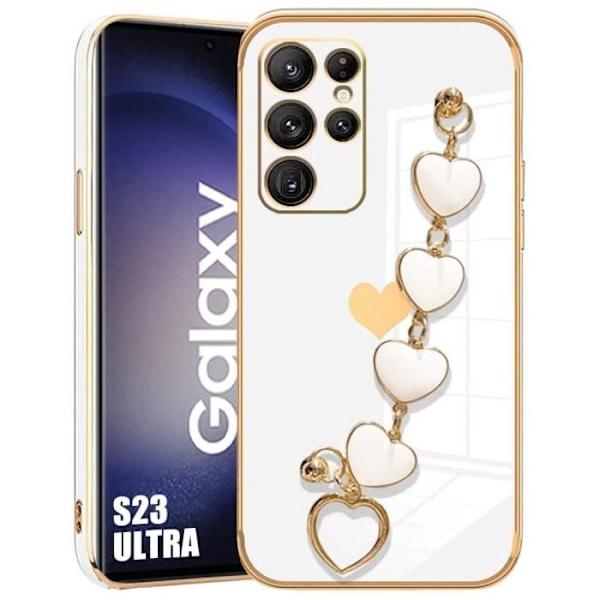 Skyddande skal - Samsung - Galaxy S23 Ultra - Ultra tunn - Vit - Armband på baksidan Vit